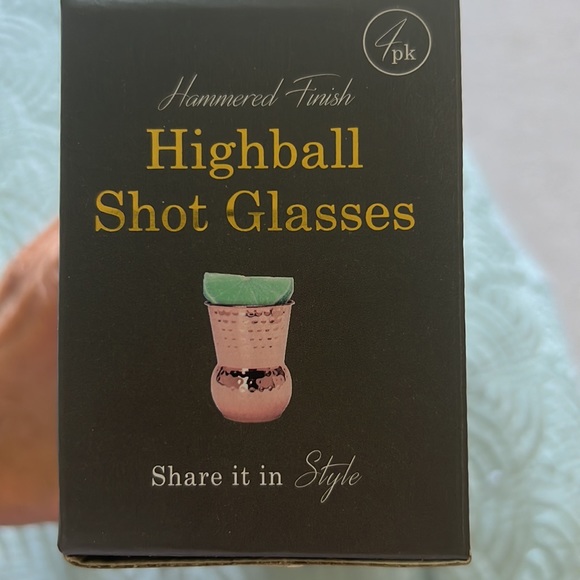 Hammered finish Set of four 2 oz  shot glasses - Picture 4 of 6